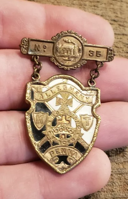 Rare 1901 Louisville To Allegheny Penna Masonic Knights Templar Medal Badge Pin