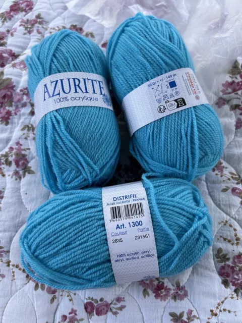 Lot de 10 pelotes de laine à tricoter Azurite 100% acrylique rose
