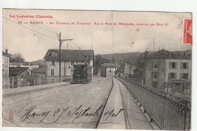 NANCY - Meurthe & Moselle - CPA 54 - Terminus du TRAMWAY pont de Malzeville pli