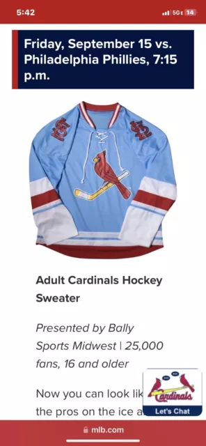 St Louis Cardinals Blue Hockey Sweater (Jersey) - 9/15/23 SGA - NIB XL - In  Hand