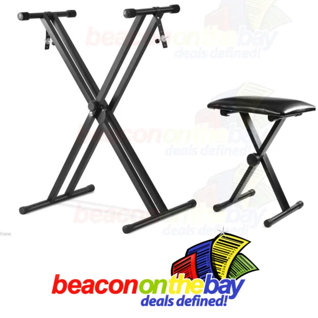 Adjustable Keyboard Stand Piano Stool Set Seat Folding Bench Chair Portable Seat