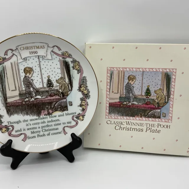 Walt Disney Winnie The Pooh Christmas 1990 Collectors Plate Limited Edition
