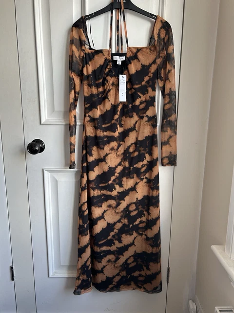 topshop grunge dress TOPSHOP Grunge Whimsy Goth Ribbed Off the Shoulder Long Black Midi Dress 4 S