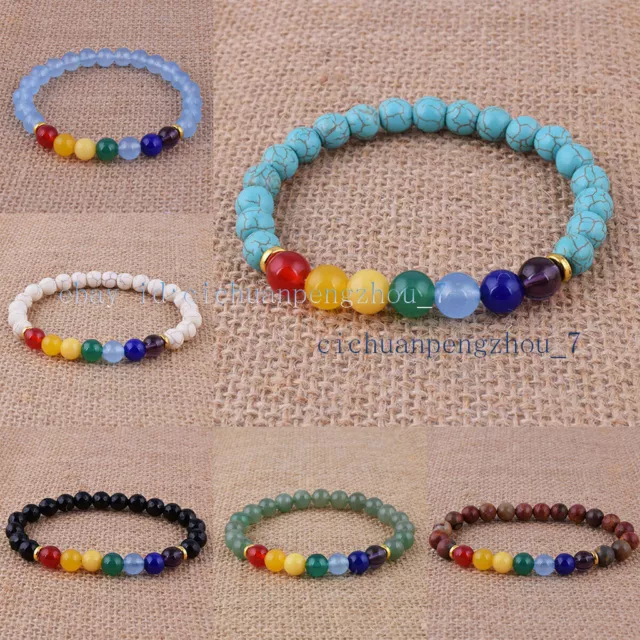 7 Chakra Healing Balance Beaded Bracelet Natural Stone Yoga Reiki Prayer Lucky