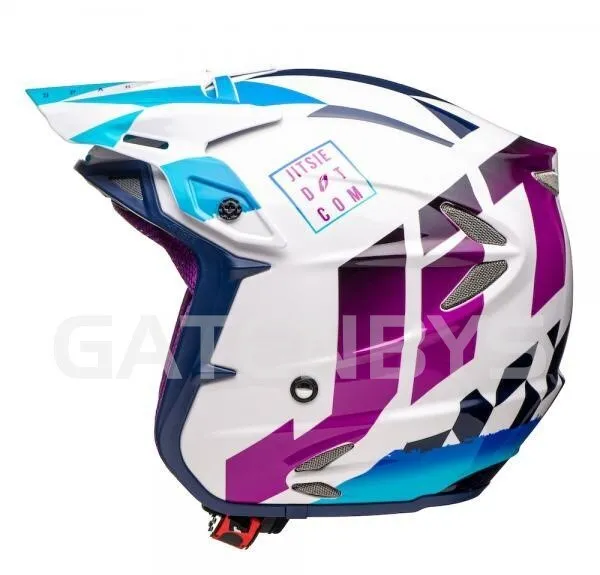 New JiTSiE HT2 FIBREGLASS Trials Helmet Blue/Purple For Gasgas Beta Montesa