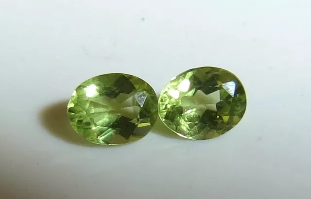 2pc AAA GEM PERIDOT 5X3mm OVAL CUT FACETED LOOSE GEMS ( cut from natural rough )