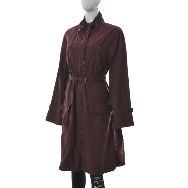 Gudrun Sjoden Femmes Long Trench-Coat Grand Veste Taille Ceinture Bordeaux Mauve