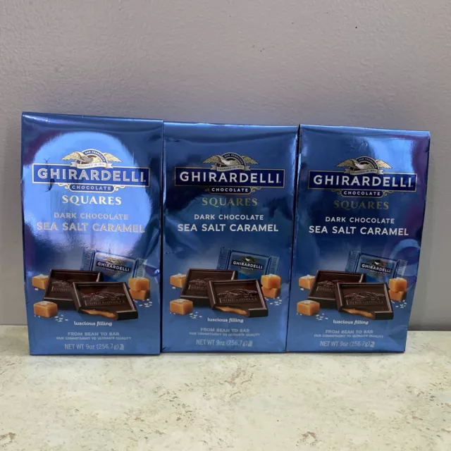 Ghirardelli dark chocolate Sea Salt Caramel Squares 9oz - Pack of 3 Ex Date 3/24