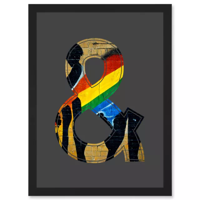 Symbol & And Ampersand Sign Rainbow Stripe Graffiti Initial Framed A4 Art Print