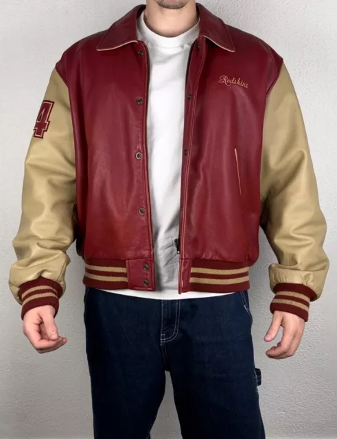 Blouson teddy baseball Redskins 84 Garment en cuir vintage leather jacket 3