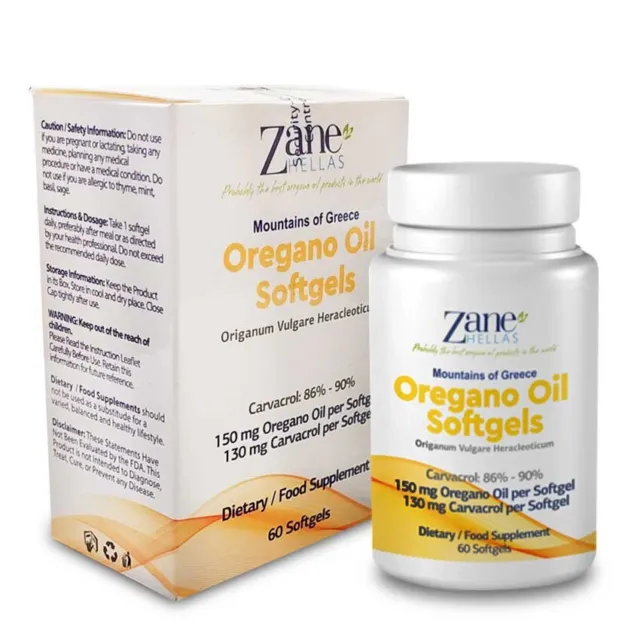 Oregano Essential Oil / 100% Pure / Organic / Greek / Top Quality / 60 Softgels