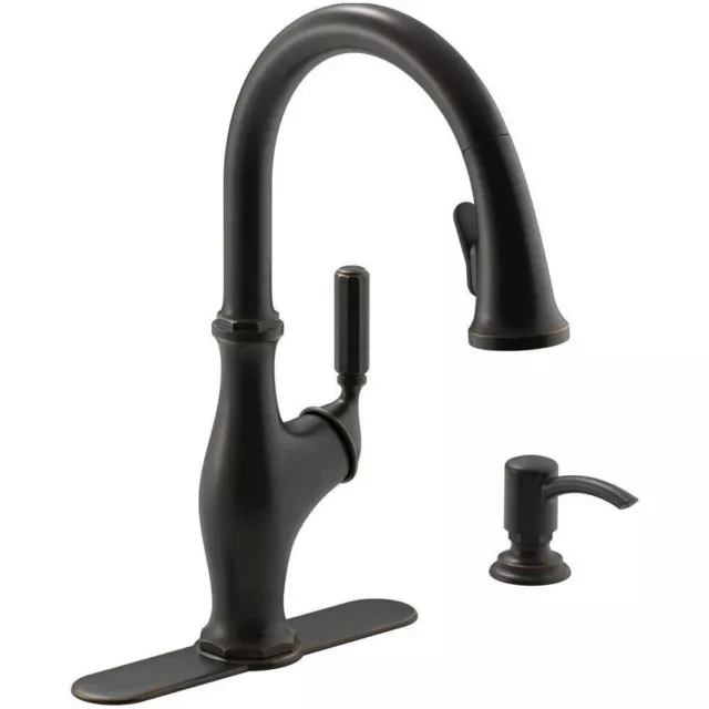 Kohler Worth Single-Handle Pull-Down Sprayer Kitchen Faucet in Oil Rubbed Bronze