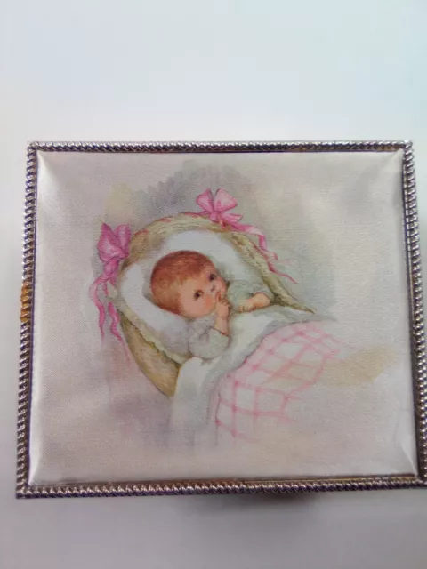 PK Vintage Trinket Box Made In Italy VELVET LINED Baby  Adorable Pink Girl