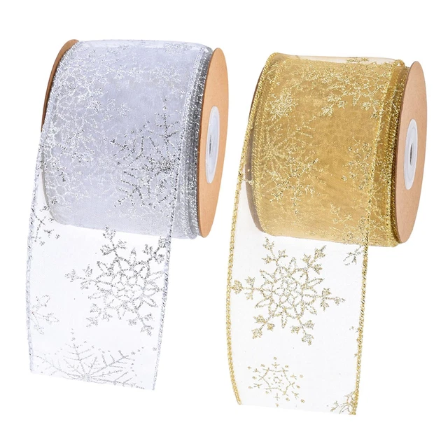 2x Weihnachtsband Doppelseitiges Glitzerband Geschenkpapier Handwerk Hochzeit