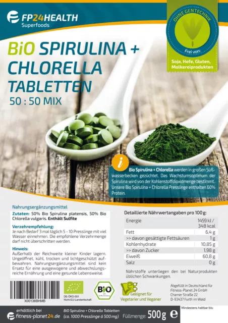 FP24 Health Bio Spirulina + Clorella 1000 Compresse 500mg per Compressa - 500g 2