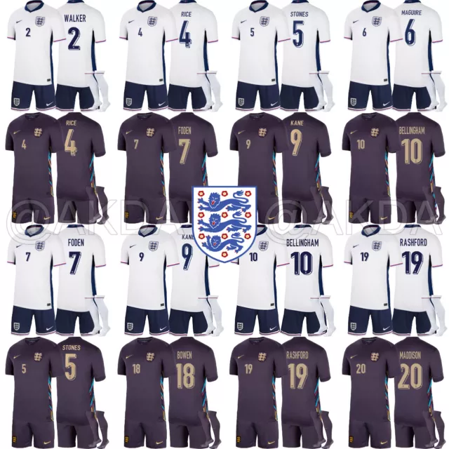 2024 Kids Eng National Teams Land Football Kits Jersey Personalisation Shirt 2nd