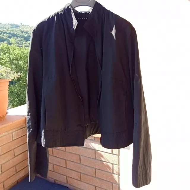 Sisley giacca donna giubbotto estivo con tasche zip nero tg.L ottimo usato