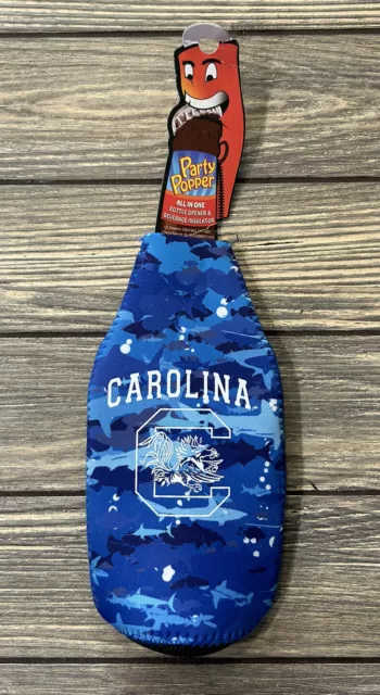 Party Popper Carolina Blue Shark All In One Bottle Opener and Insulator NCAA NWT