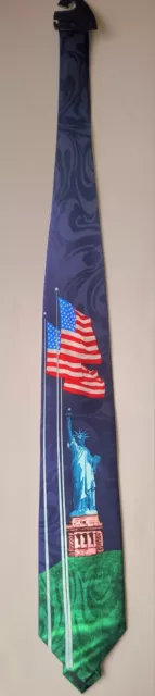 Romario Manzini Patriotic Flag Tie- Statue of Liberty- American Flag