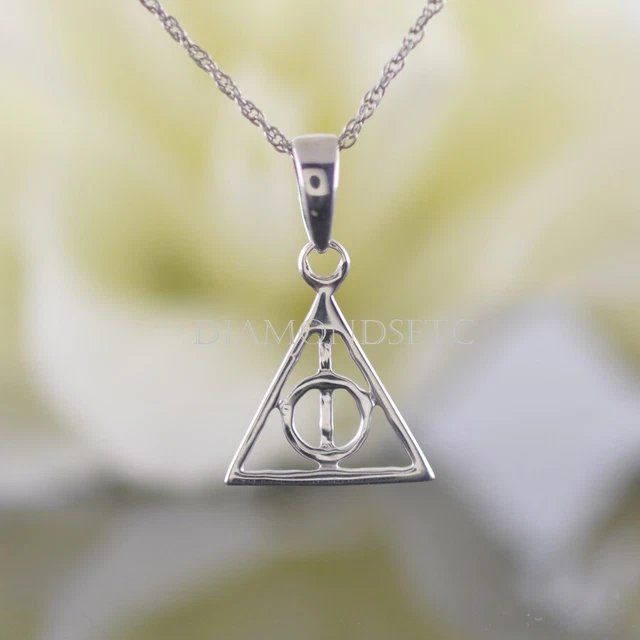 Pendentif Harry Potter - Les Reliques De La Mort - Chaîne 60-65 Cm - Acier Argenté/bronze Antique - Occasion