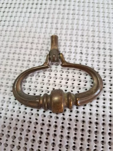 Vintage  Brass Drop Ring  Single Post Drawer Pull