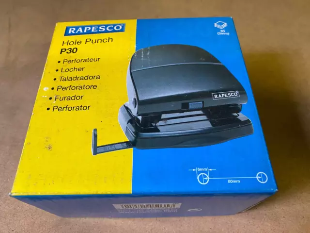 Rapesco P30 Heavy Duty 2 Hole Punch Metal 30 Sheet Black