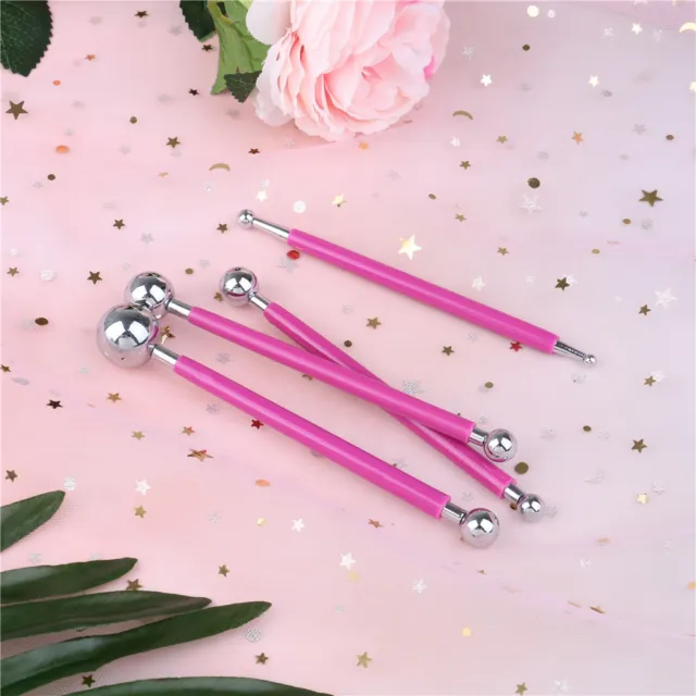 4xFondant Cake Decorating Pen Metal Ball Flowers Sugar Craft Modelling Tools.q$r