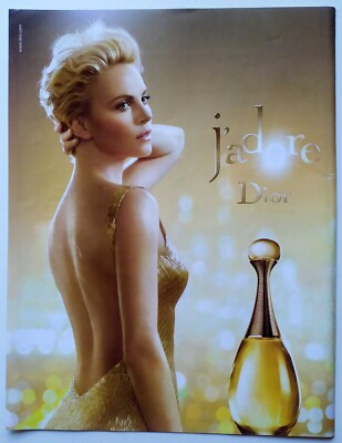 Publicité Papier Charlize Theron Mannequin Parfum "J'adore" de Dior de 2013 