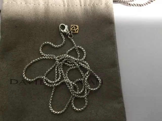 David Yurman Sterling Silver 1.7mm Box Chain Necklace with 14k gold 24”