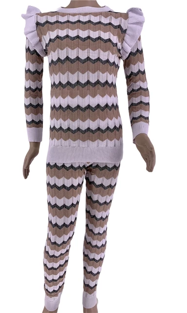 Kids Girls Knitted Scallop Lounge wear Tracksuit Joggers 2 PCS Set 2 -12 Yrs