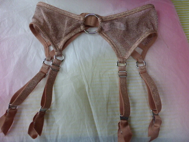 Agent Provocateur suspender belt M rose gold chainmail PHOEBE silver hoop garter