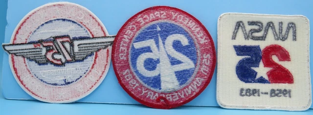 PATCH Trio vtg NASA 25th Anniversary Pair / NACA 75th Anniversary KENNEDY Space 2