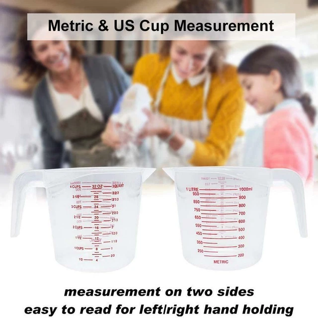 Graduated Measuring Tools 250/1000ML BAKING KITCHEN Plastic Graduated Measuring Cup Scales Pour ...