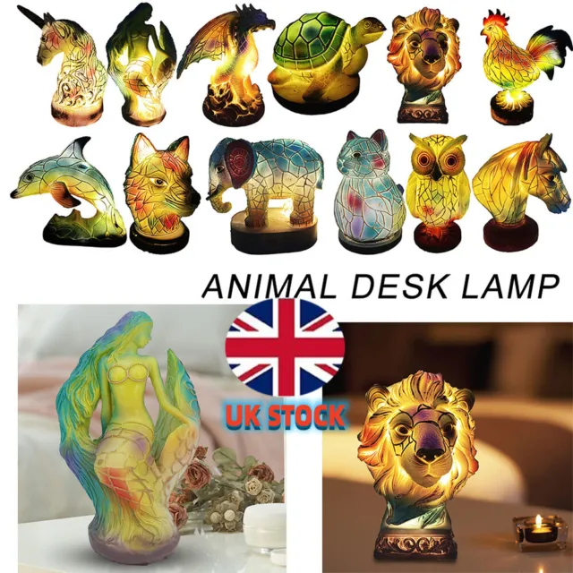 Stained Resin Animal Night Light Resin Stained Glass Bedside Light Home Ornament