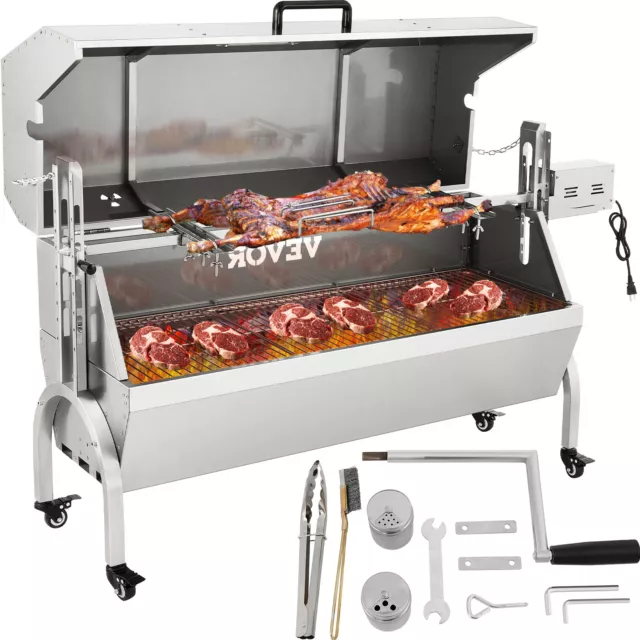 VEVOR Barbecue Rôtissoire Charbon Bois Grill Rotatif Électrique de 60kg Agneau