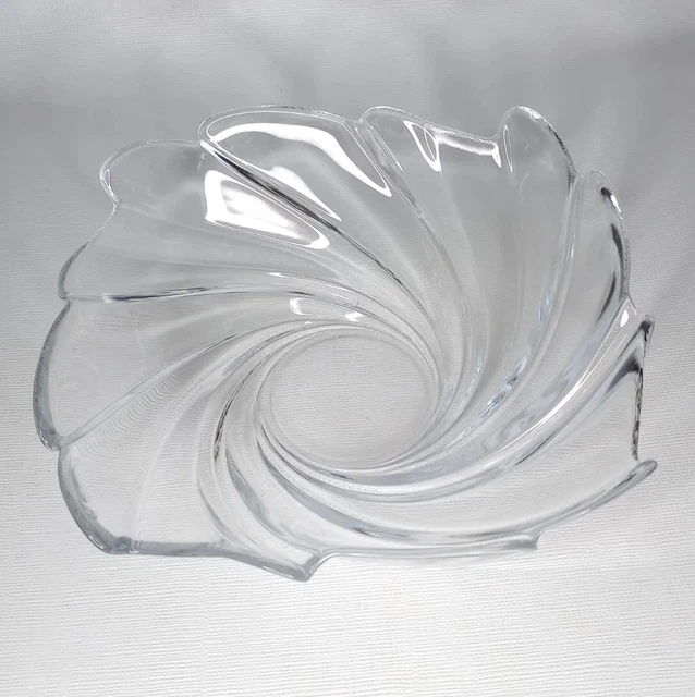 Cristal d’Arques France Genuine 24% Lead Crystal  Square Swirl 12" Glass Bowl