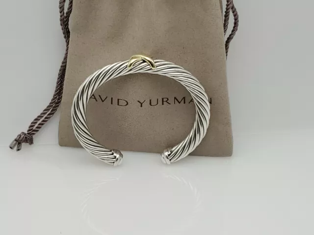 David Yurman 7mm X Cable Bracelet with 14k Yellow Gold Size Large