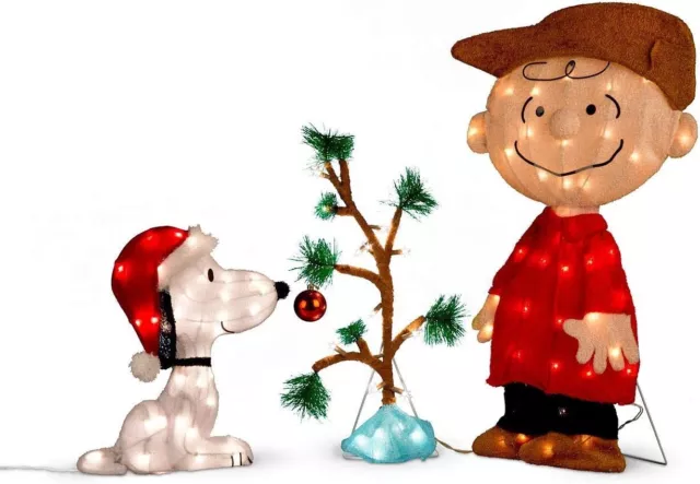 Charlie Brown, Snoopy & The Lonely Tree Lighted Outdoor Christmas Decoration 3pc 2