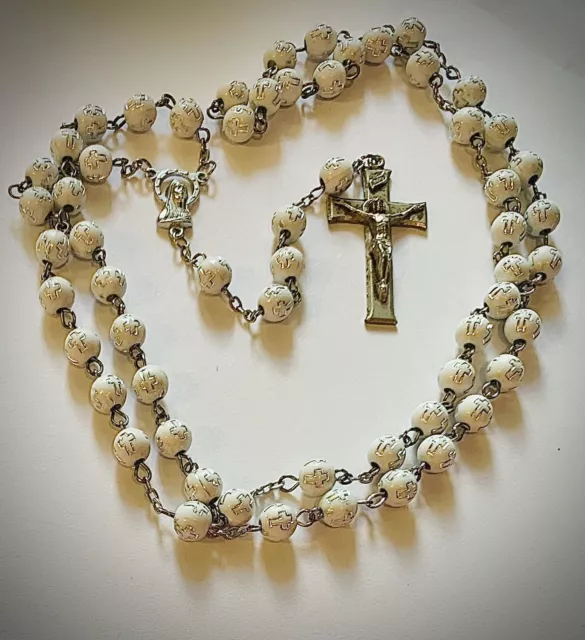 Refurbished Vintage Catholic Rosary Blessed Virgin Mary Sacred Heart Centerpiece