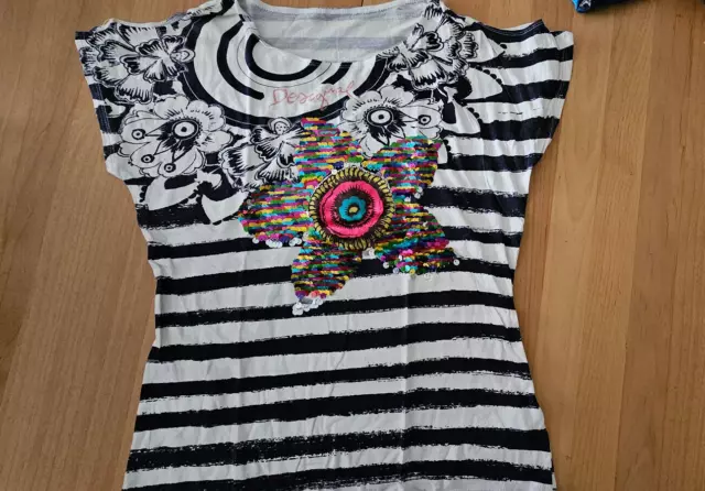 Desigual Mädchen Frühlings-Shirt / Tunika mit Wendepailletten Gr.13/14 ca 158