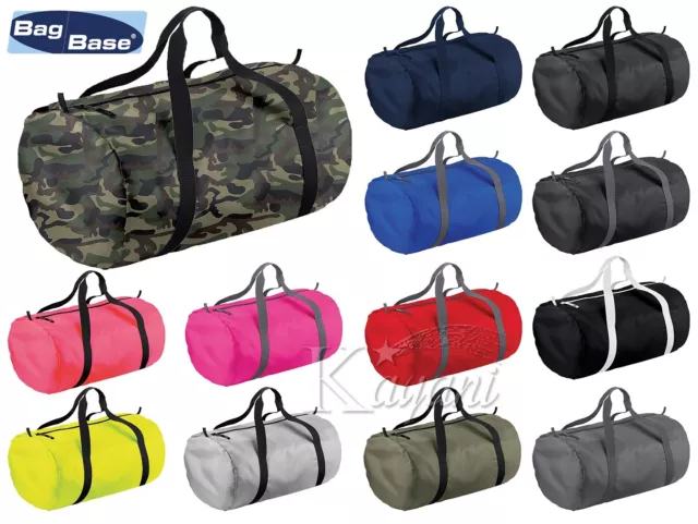 BagBase Barrel Bag Holdall Duffle Foldable Bag Holiday Sports Gym Handheld Bag