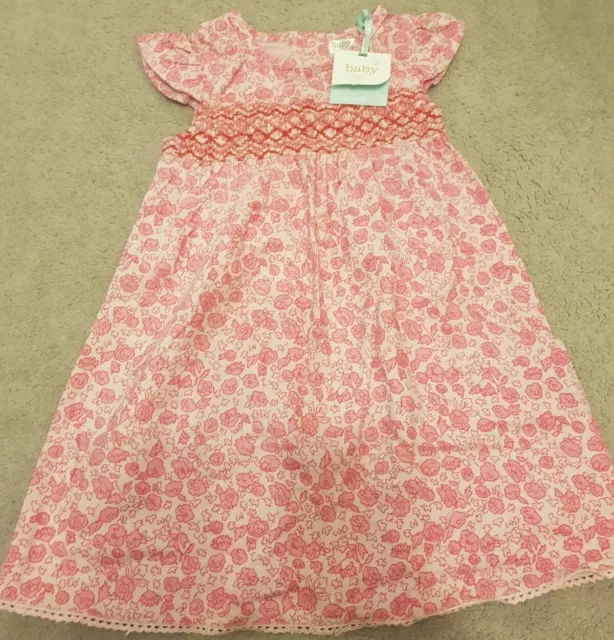 Beautiful Baby M&Co Age 12-18 Months Corduroy Dress Pink Floral Frill Wonderland