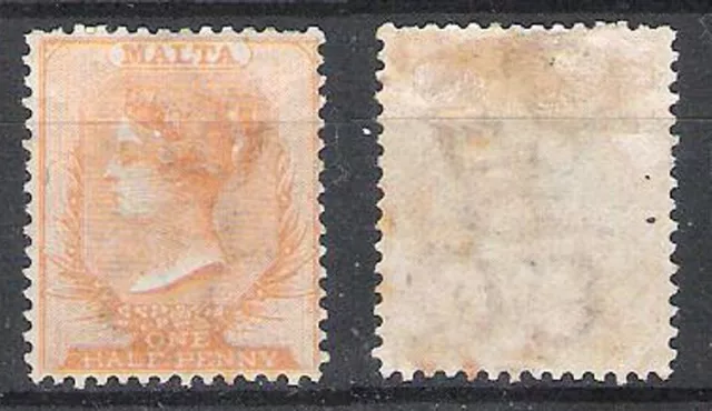 MALTA 1863-81 QV ½ d ORANGE-YELLOW (HM) SG 12 (?)