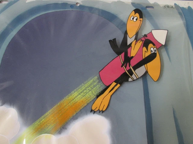 Terrytoons 1950's Heckle and Jeckle production cel on Background rare