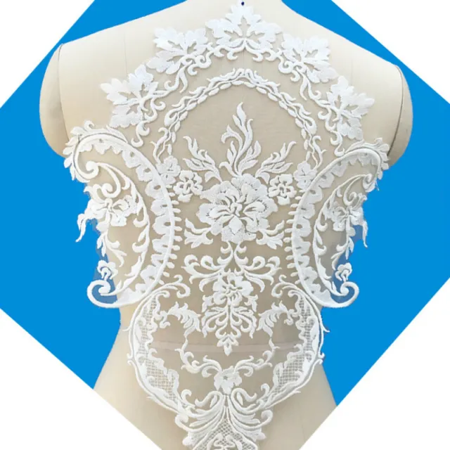 Large Applique Lace Floral Embroidery Patch Motif Trimming for Wedding Dress