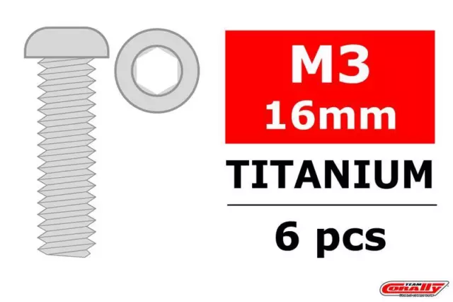 Viti in titanio Team Corally M3 x 16 mm esagono interno testa lente 6 pz / C-3023-3