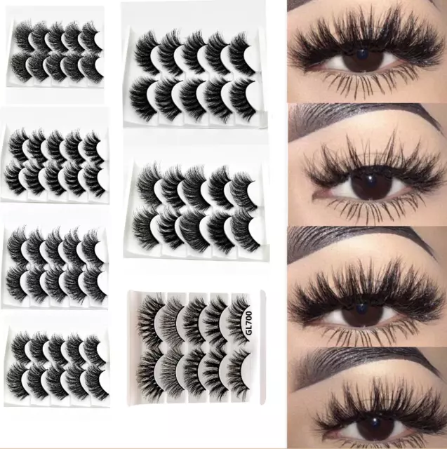 UK 5 Pairs 3D Fake Eyelashes Long Thick Natural False Eye Lashes Set Mink Makeup