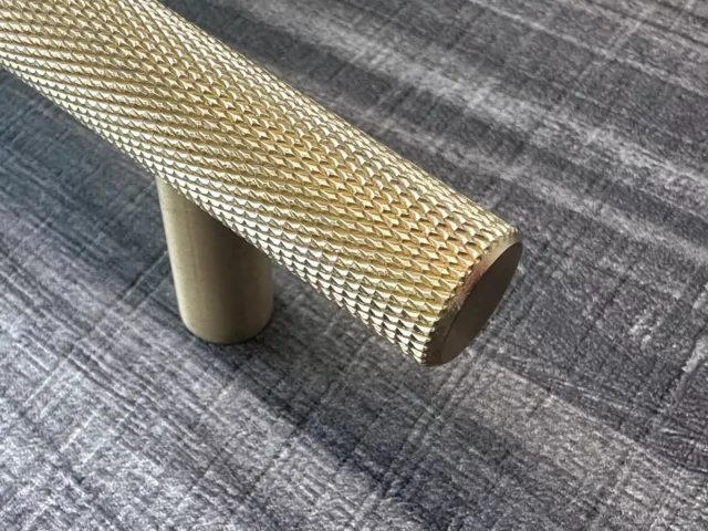 Knurled Cabinet Pull Bar Solid Brass