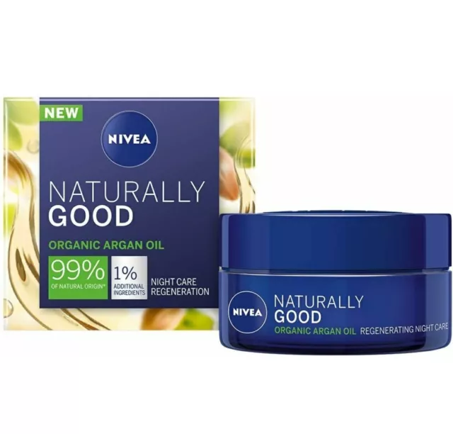 NIVEA NATURALLY GOOD ORGANIC ARGAN OIL REGENERATING NIGHT CREAM 1.69 Oz/50ml