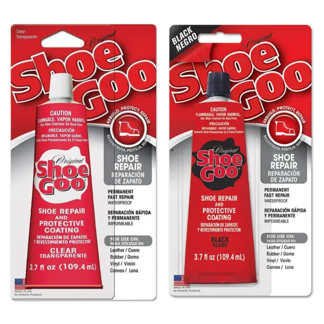 Shoe Goo Shoe Repair Adhesive Glue Clear & Black (3.7 oz) USA IMPORT